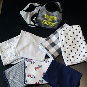 Bundle of 7 Burp Cloths and 2 Bibs